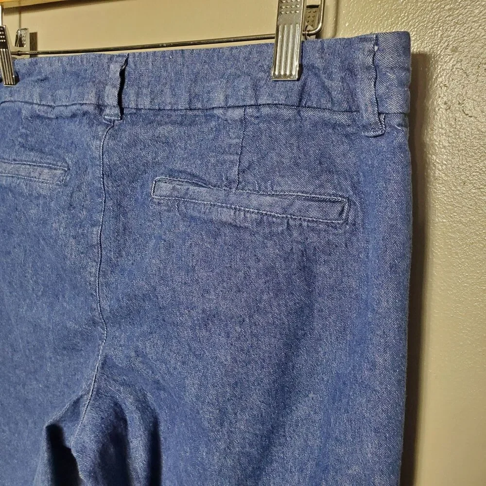Old Navy Pixie Pants Size 10 Blue Cotton Linen Mid Rise Ankle Stretch 2017